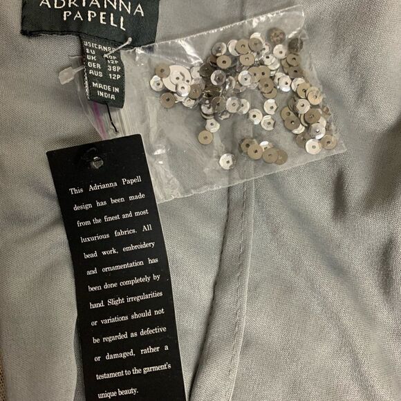 ADRIANNA PAPPELL women’s long sleeve beaded cocktail dress in color Leas sz 8P - Picture 5 of 8